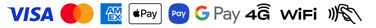 Accepted payment methods: Visa, Mastercard, American Express, Apple Pay, Samsung Pay, Google Pay and contactless tap-to-pay